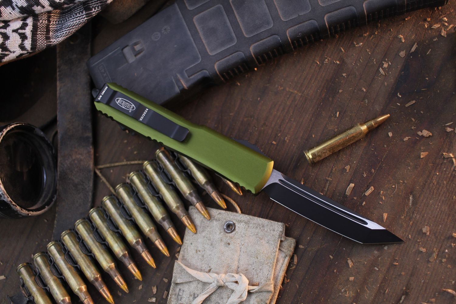 Microtech Ultratech T/E 3.46&quot; OTF AUTO / OD Green Aluminum / Black