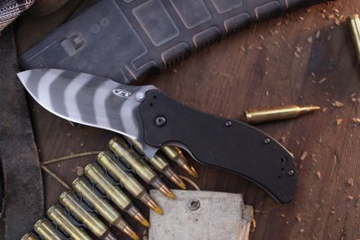 Zero Tolerance 0350TS Ken Onion 3.25&quot; Assisted Flipper / Black G-10 / Tiger Stripe S30V ( Pre Owned )