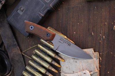 Falcon Knives Neck Knife 2.5" Fixed Blade / Natural Micarta / Gun Metal Cerakote Nitro-V