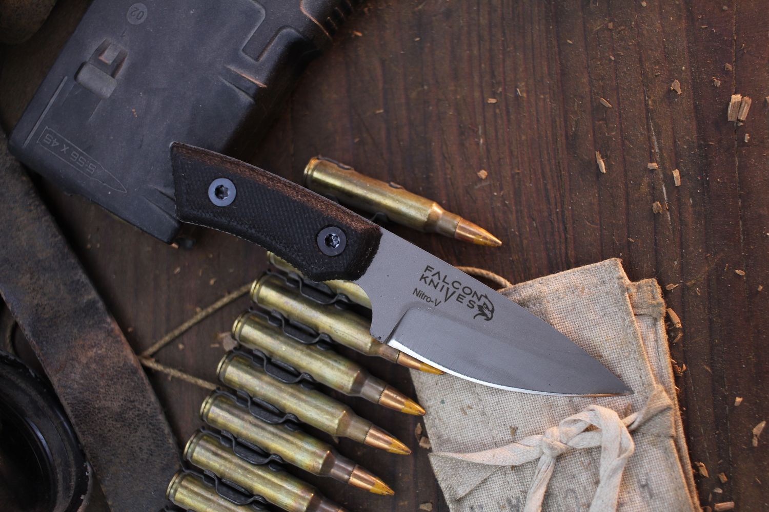 Falcon Knives Neck Knife 2.5&quot; Fixed Blade / Black Micarta / Gun Metal Cerakote Nitro-V