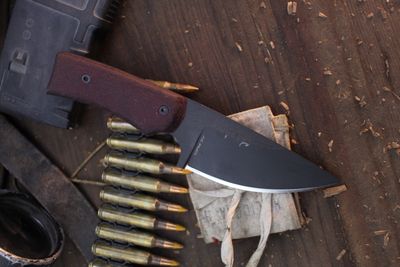 Falcon Knives Utility 3.5” Camp Knife / Burgandy Micarta / Gray CPM-3V