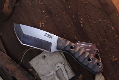 3DK Riot 3.7&quot; Fixed Tanto Point, K110 Blade / Black Chugach Mountain Micarta handle