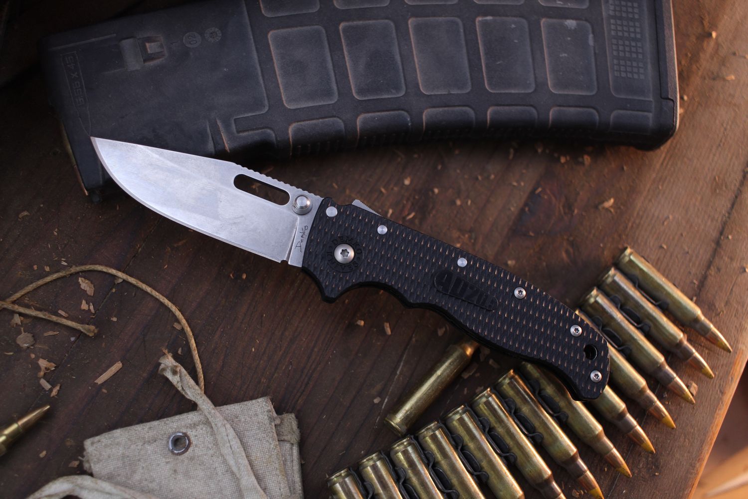 Demko Knives AD 20.5 3.2&quot; Shark Lock Folder / Black Grivory &amp; LynchNW Clip / Stonewashed AUS10 ( Pre Owned )