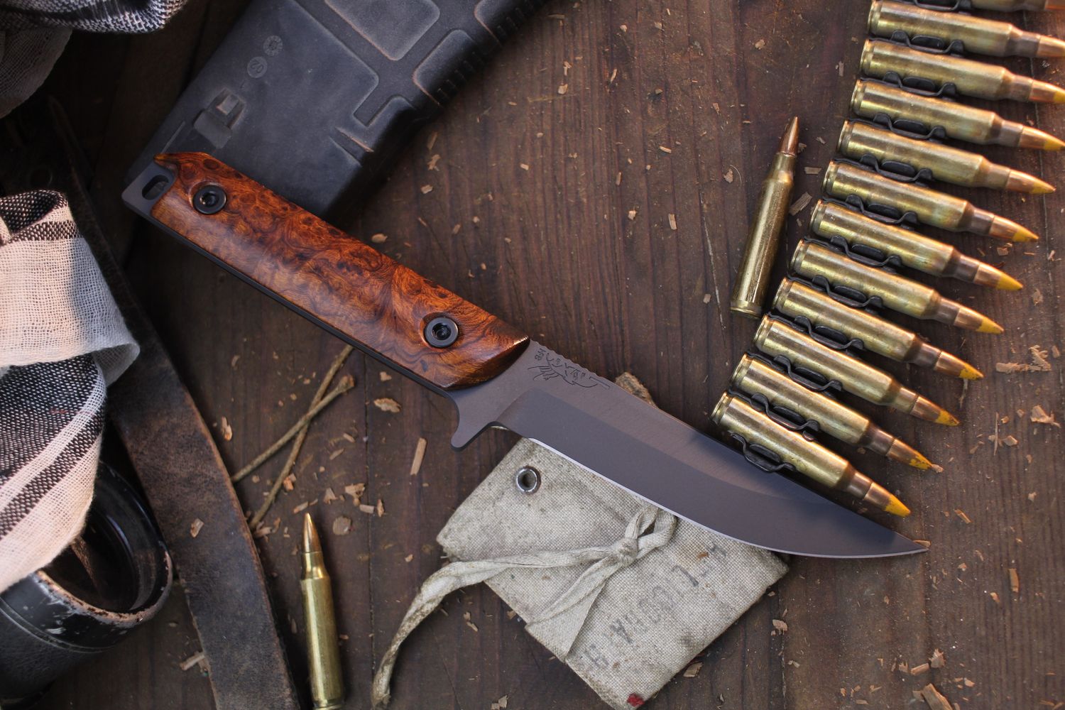 Half Face Blade Kwaiken FC 4.25&quot; Fixed Blade / Desert ironwood / Grey Cerakote S45VN