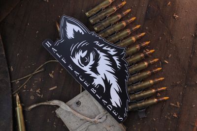 Half Face Blades Wolf Sticker ( Black On White )