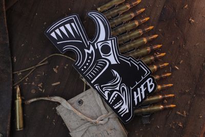 Half Face Blades Samurai Sticker ( Black On White )