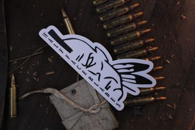 Half Face Blades Face Sticker ( White On Black )