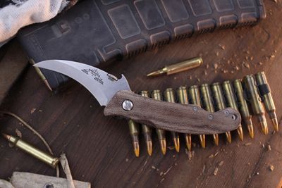 Emerson Knives Elvia SF 2.7&quot; Wavehook Folder / Natural Micarta / Satin 154CM ( Pre Owned )
