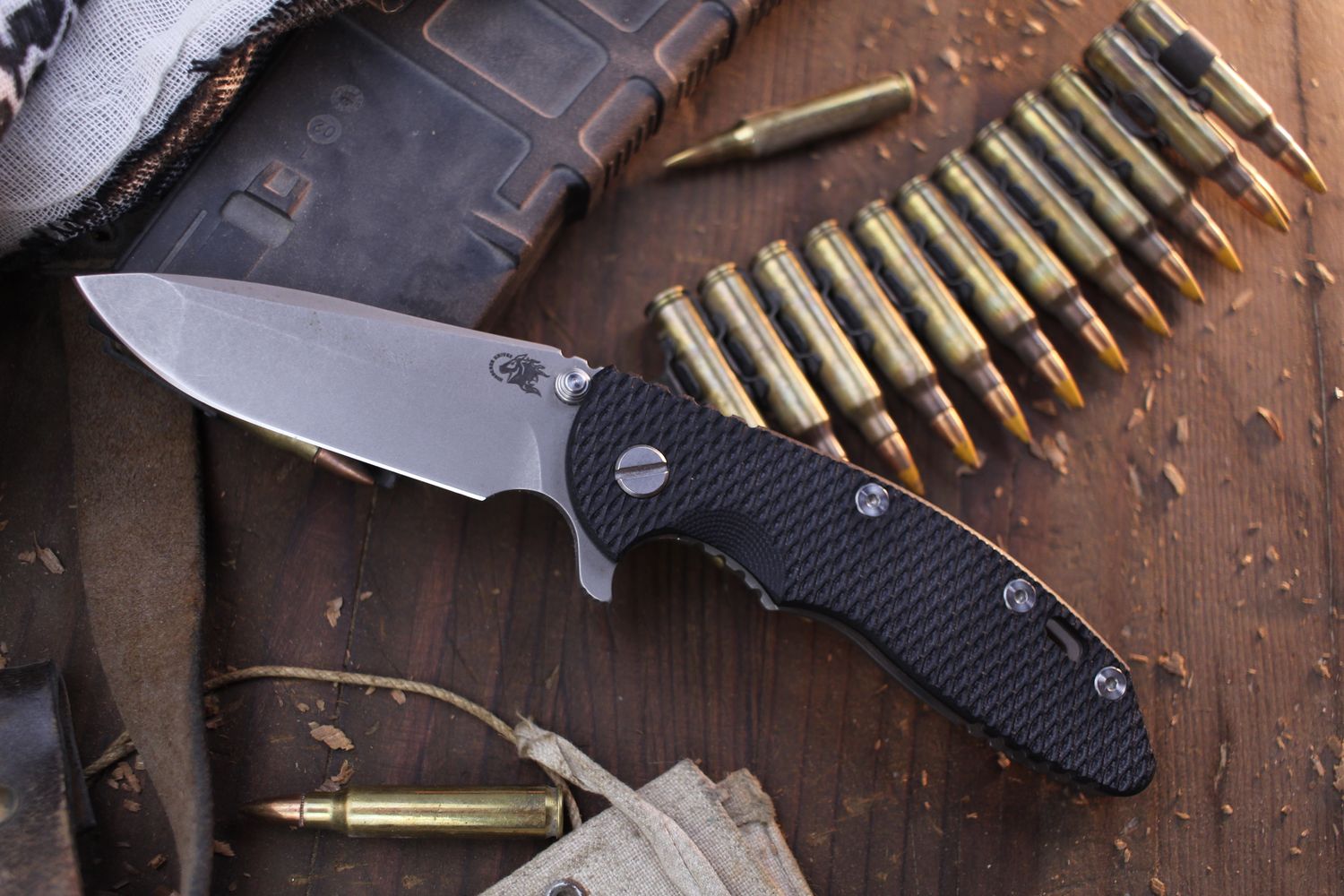 Hinderer XM-18 3.5&quot; Framelock Flipper / Black G-10 &amp; Working Finish Titanium / Working Finish S45VN Spanto ( Pre Owned )