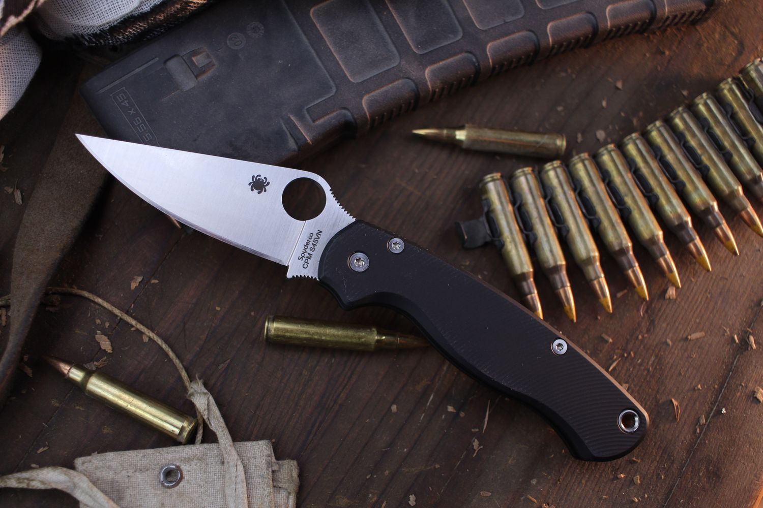 Spyderco Paramilitary 2 3.4&quot; Compression Lock Folder / AWT Aluminum Scales / Satin S45VN