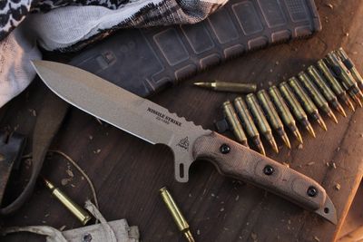 TOPS Knives Missile Strike 6" Fixed Blade /  Natural Micarta / Coyote Tan 1095 ( Pre Owned )