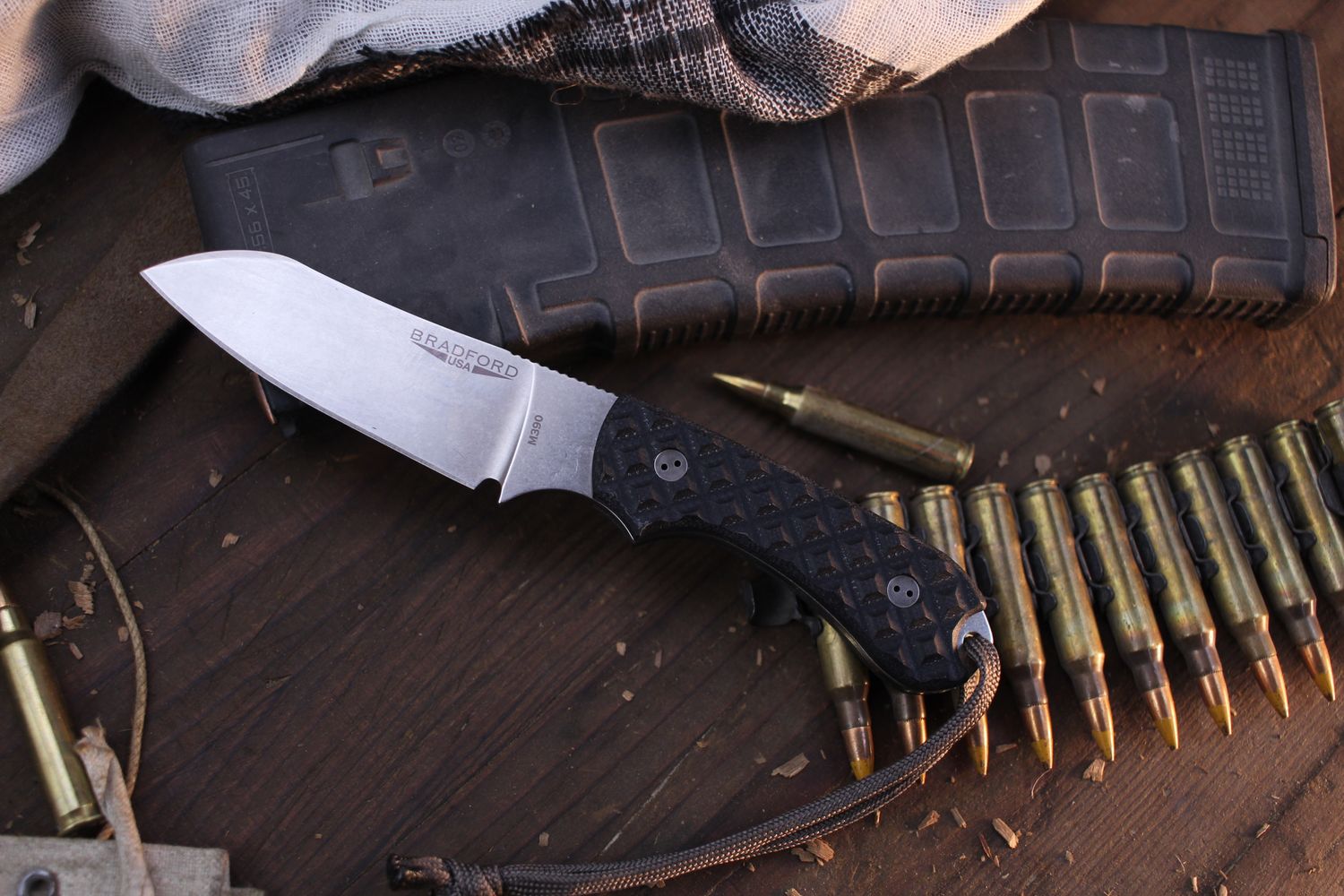 Bradford Guardian G3 3&quot; Fixed Blade / Black G-10 / Stonewashed M390 / Sheepsfoot ( Pre Owned )