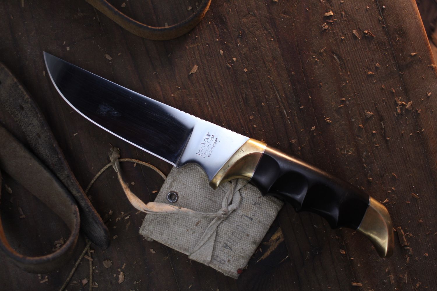 Kershaw Vintage 1035 Moose Hunter 5.25&quot; Fixed Blade / Black Phenolic &amp; Brass / Stainless ( Pre Owned )
