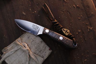 Bark River Knives PSK 2.25" Fixed Blade / Maple Burl / Satin Elmax ( Pre Owned )