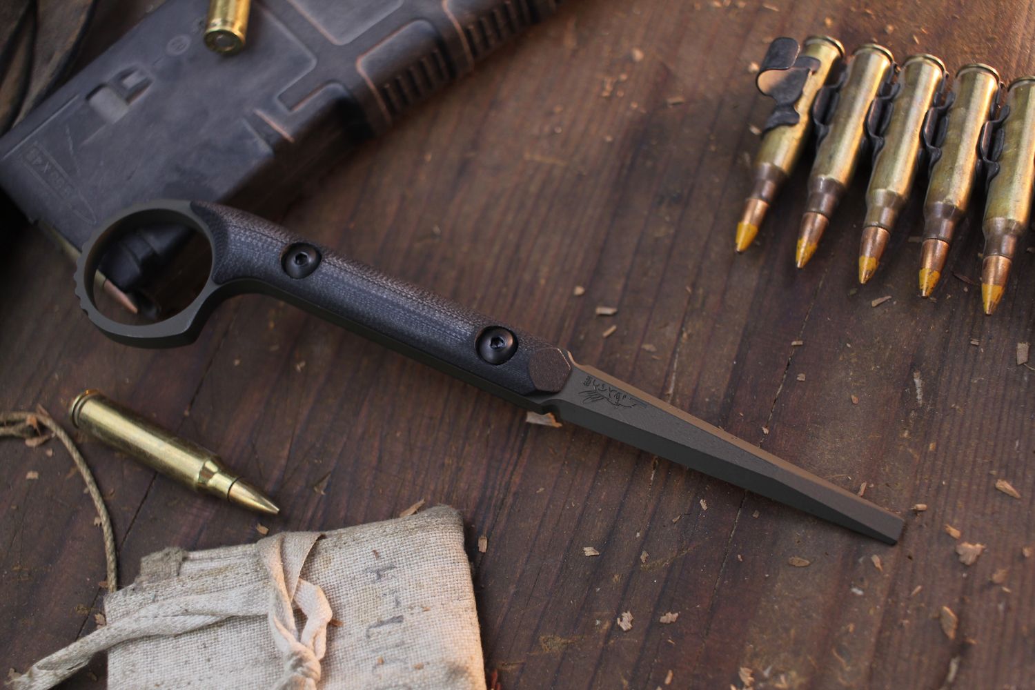 Half Face Blade Ringed Flathead Tool / Black G-10 / OD Green Cerakote O1