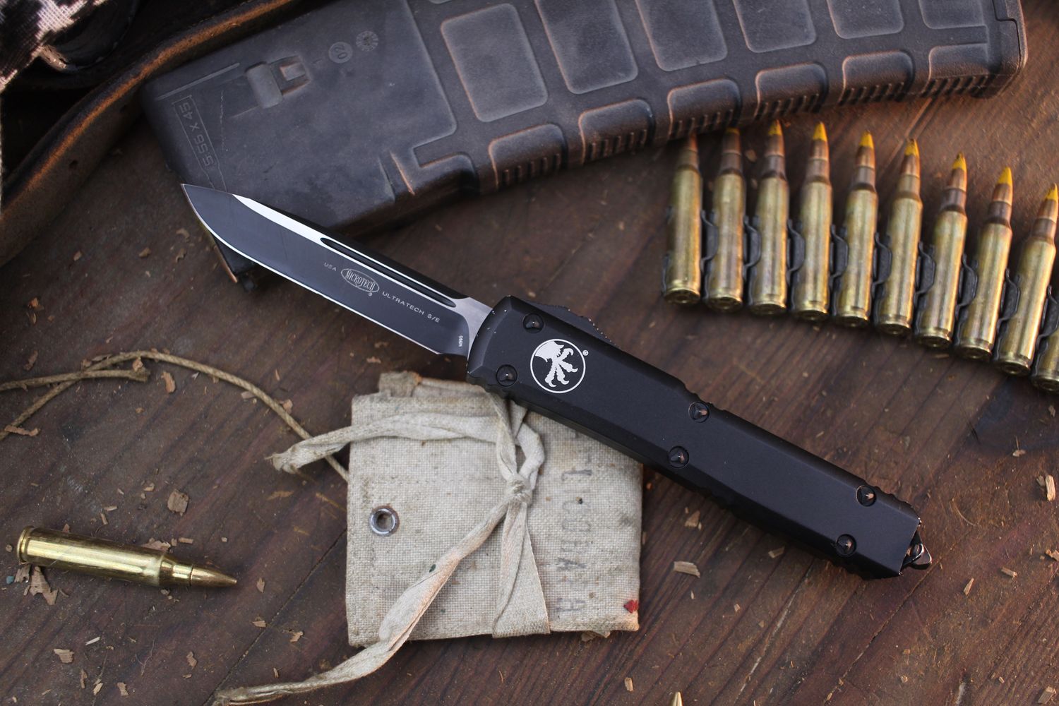 Microtech Ultratech S/E 3.46&quot; OTF Auto / Black Aluminum / Black ( Pre Owned )