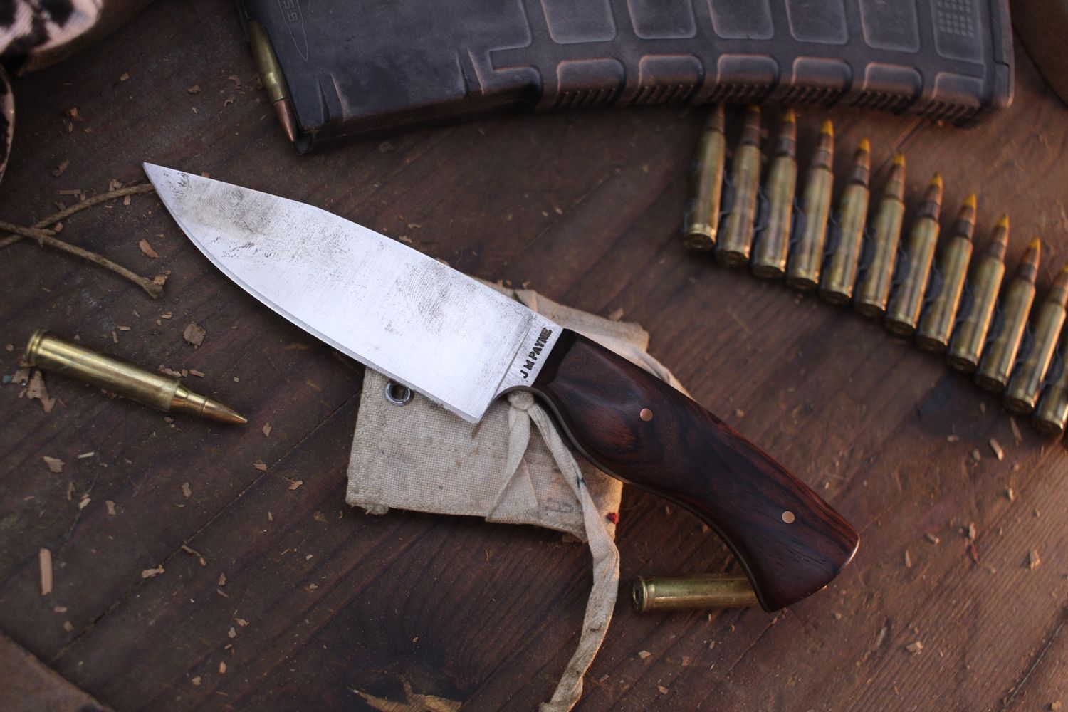 Payne Leather &amp; Tool Utility 4.5&quot; Fixed Blade / Cocobolo / Satin Flat Ground 80CrV2 ( Pre Owned )