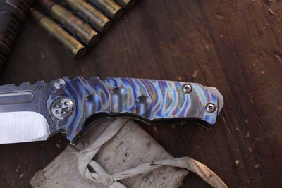 Medford Knife &amp; Tool (MKT) Micro Praetorian G 2.75" Framelock Folder / Flamed Titanium / Stonewashed S35VN ( Pre Owned )