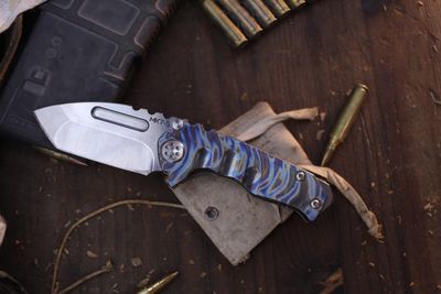 Medford Knife &amp; Tool (MKT) Micro Praetorian G 2.75&quot; Framelock Folder / Flamed Titanium / Stonewashed S35VN ( Pre Owned )