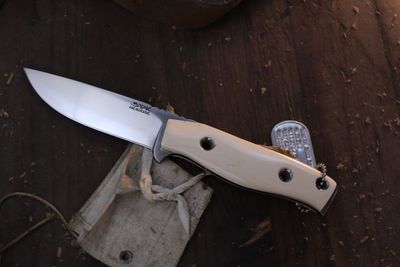 3DK MAK 4&quot; Fixed Drop Point, K110 Convex Ground Blade / Mammoth Ivory