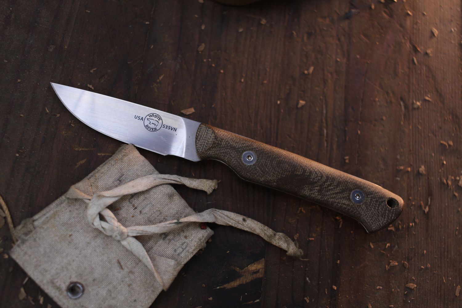 White River Knives Small Game 2.62&quot; Fixed Blade / Olive Drab Micarta / Stonewashed CPM-S35VN ( Pre Owned )