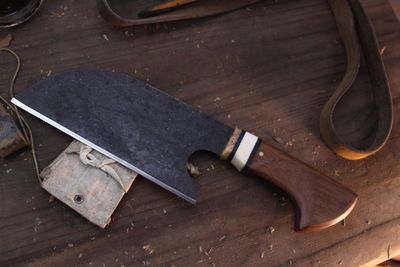 Barrett Knives 7" Serbian Chef / Canary Wood / Forge Finished 1095 Barrett Knives 7" Serbian Chef / Canary Wood / Forge Finished 1095