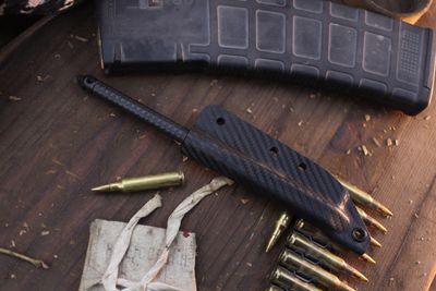 Microtech TAC-P 7.75" Steel Spike / DLC / Carbon Fiber Print Kydex Sheath ( Pre Owned )