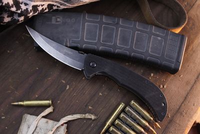 Emerson No. 0034 Persian TF 4&quot; Linerlock Folder / Black G-10 / Thunderstorm 154CM ( Pre Owned )
