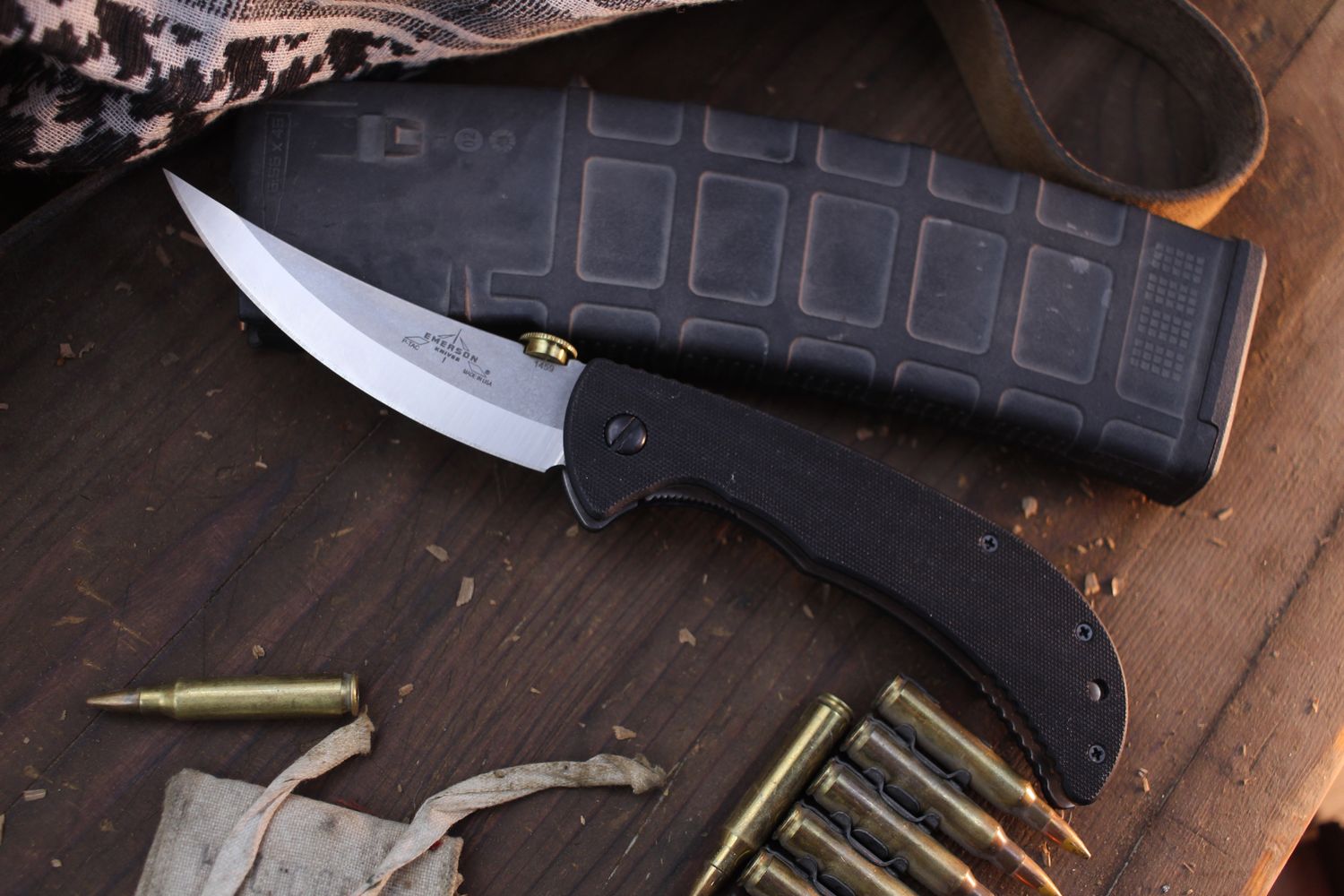 Emerson Persian SF 4&quot; Linerlock Folder / Black G-10 / Satin 154CM ( Pre Owned )