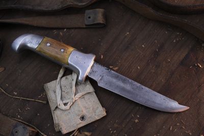 Ruana Knives Model 16A 5" Fixed Blade / Stag &amp; Integral Aluminum Guard / High Carbon ( Pre Owned )