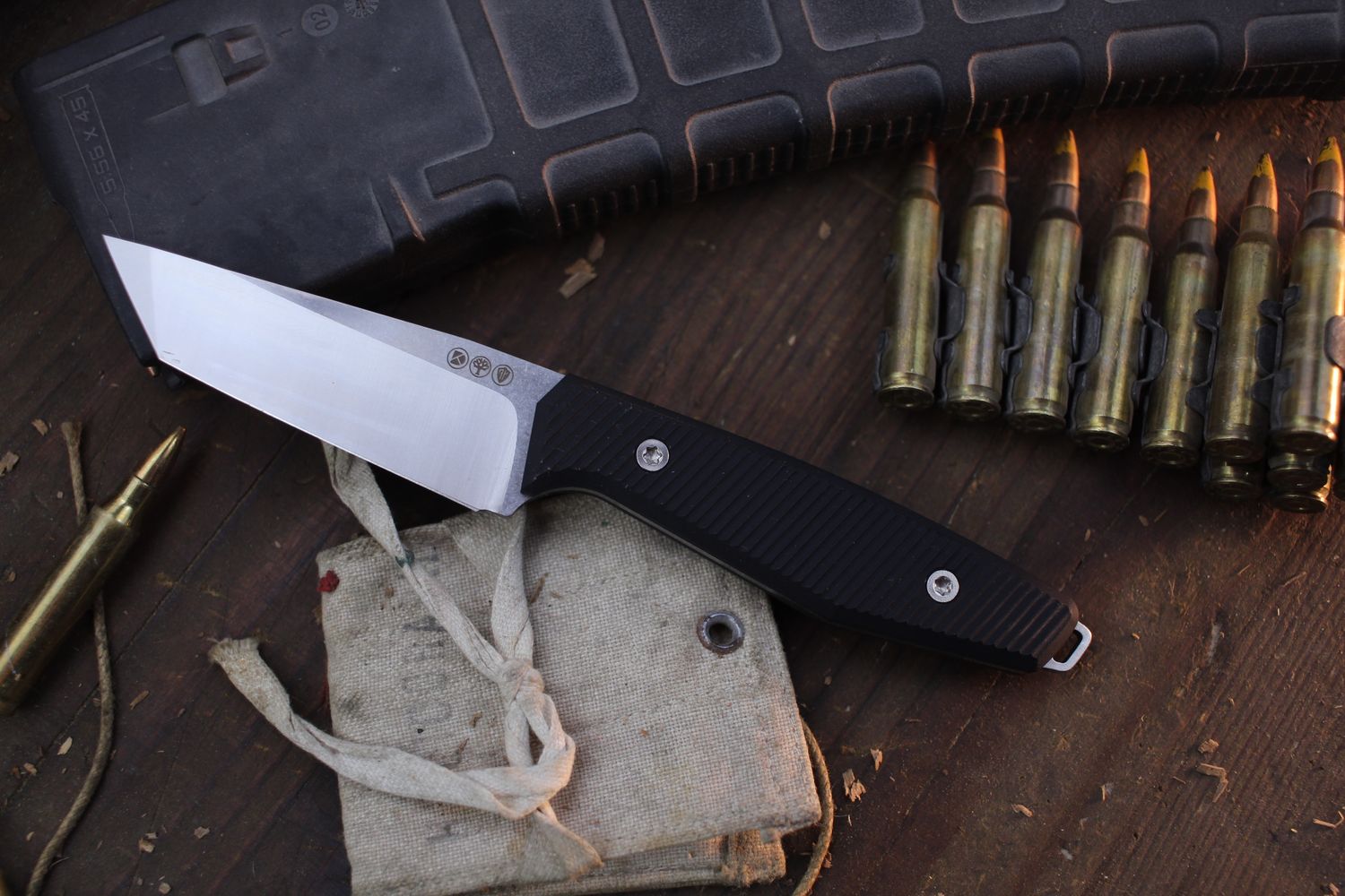 Boker Solingen AK1 American Tanto 3&quot; Fixed Blade / Black G-10 / Satin N690
