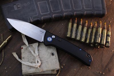 Boker Plus FRND 3.45" Button Lock Auto Folder / Black Grivory / Blackwashed D2 ( Discontinued )