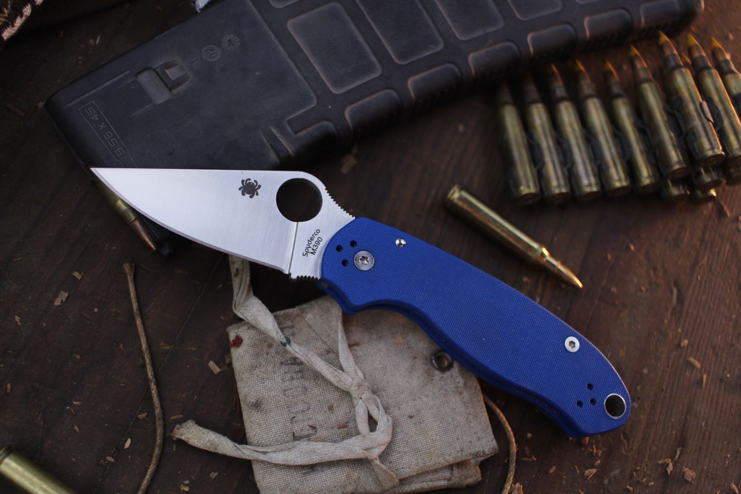 Spyderco Para 3 3&quot; Compression Lock Folder / Blue G-10 / Satin M390 ( Pre Owned )