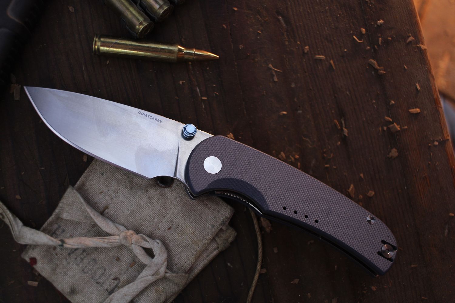 Quiet Carry The Drift 2.98&quot; Linerlock Folder / Blue G-10 / Stonewashed Vanax ( Pre Owned )