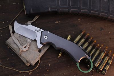 Mechforce x Jon Graham Ringed Rhino 2.5" Framelock Flipper / Titanium / Satin M390 ( Pre Owned )