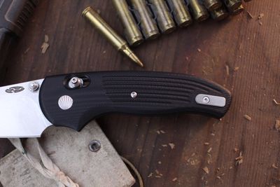 Three RIvers Manufacturing Shadow 3.2" Bar Lock Folder / Jet Black G-10 / Stonewashed 20CV ( Pre Owned )