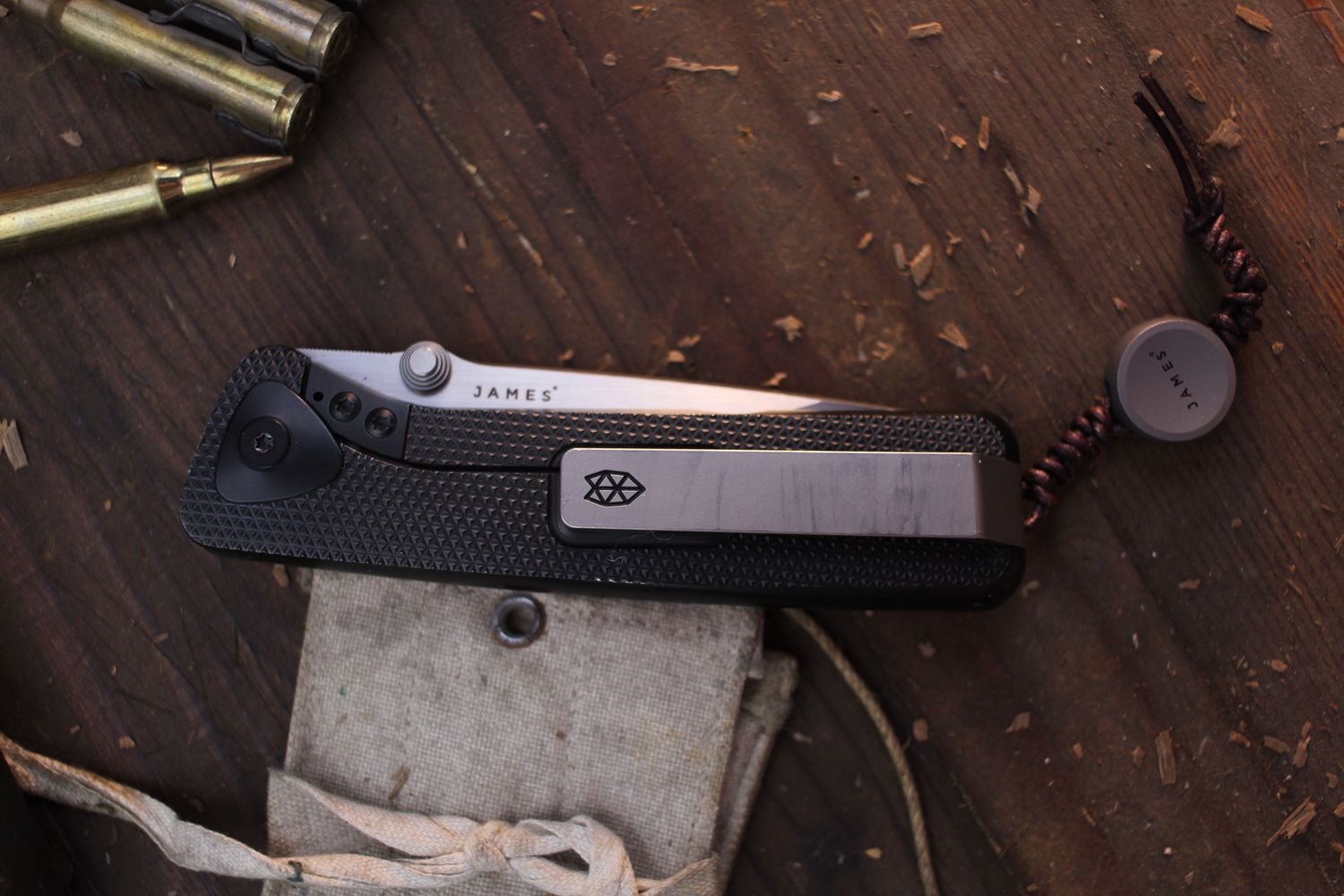 The James Brand The Barnes 3.5&quot; Framelock Folder / Black Textured Titanium / Satin M390 ( Pre Owned )