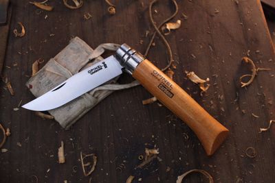 Opinel Knives No. 10 3.25" Virobloc Folder / Beech Wood / Satin High Carbon