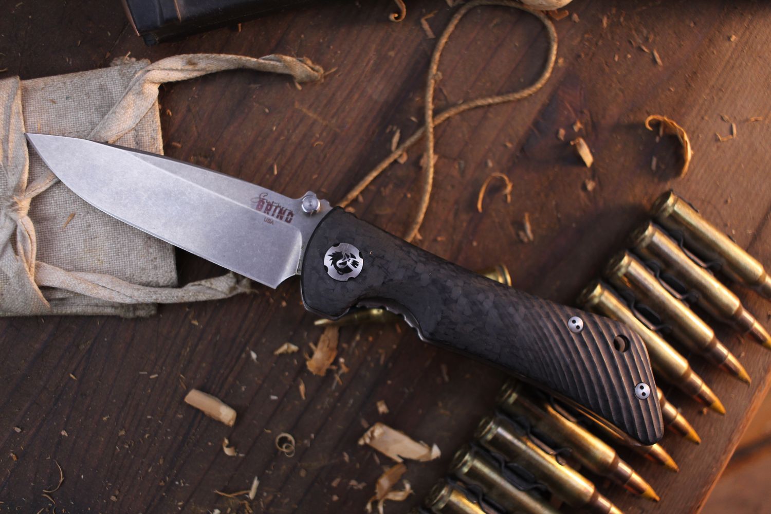 Southern Grind Spider Monkey 3.25&quot; Linerlock Folder / Carbon Fiber / Stonewash S35VN ( Pre Owned )