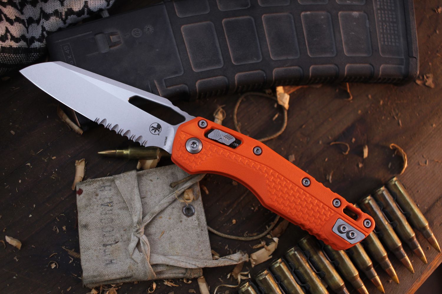 Microtech MSI 3.88&quot; RAM-LOK Folder / Orange Polymer / Stonewashed M390MK