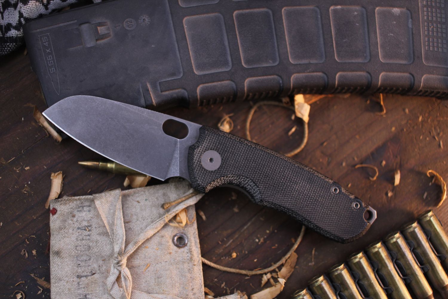 URBAN EDC F5.5 2.7&quot; Liner Lock Folder / Black Micarta / Acid Washed M390 ( Pre Owned )