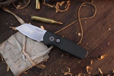 Pro-Tech Runt 5 1.94” Reverse Tanto Auto Button lock Folder / Green Aluminum / Stonewashed Magnacut