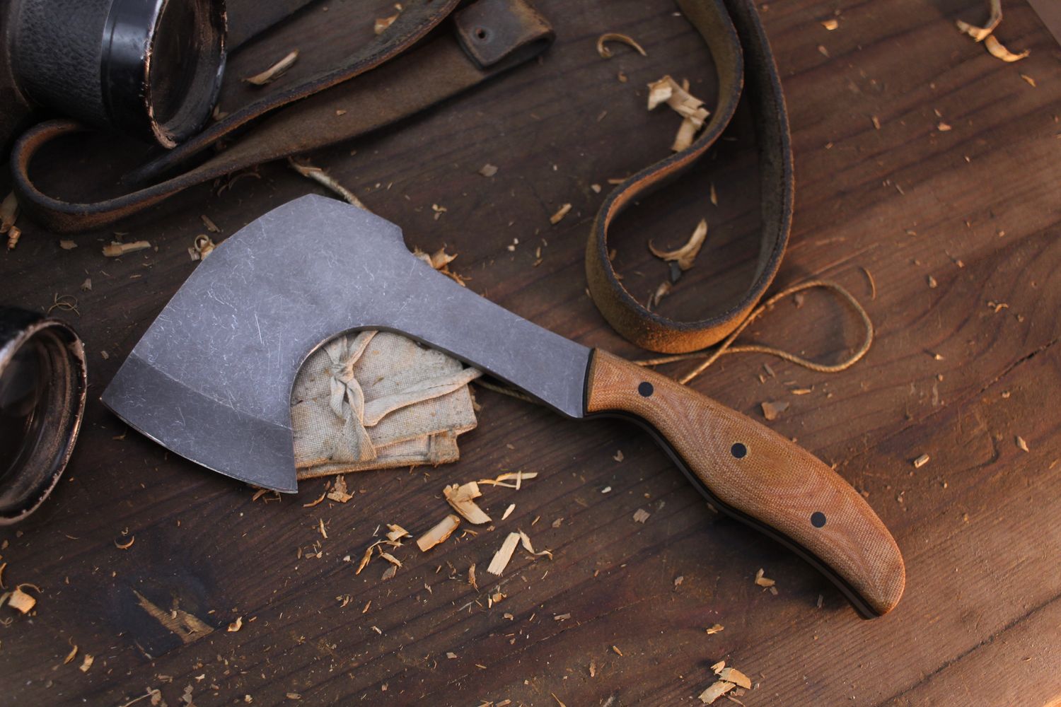 Due South Knives 9.5” Pack Hatchet / Natural Micarta / Stonewashed 440C