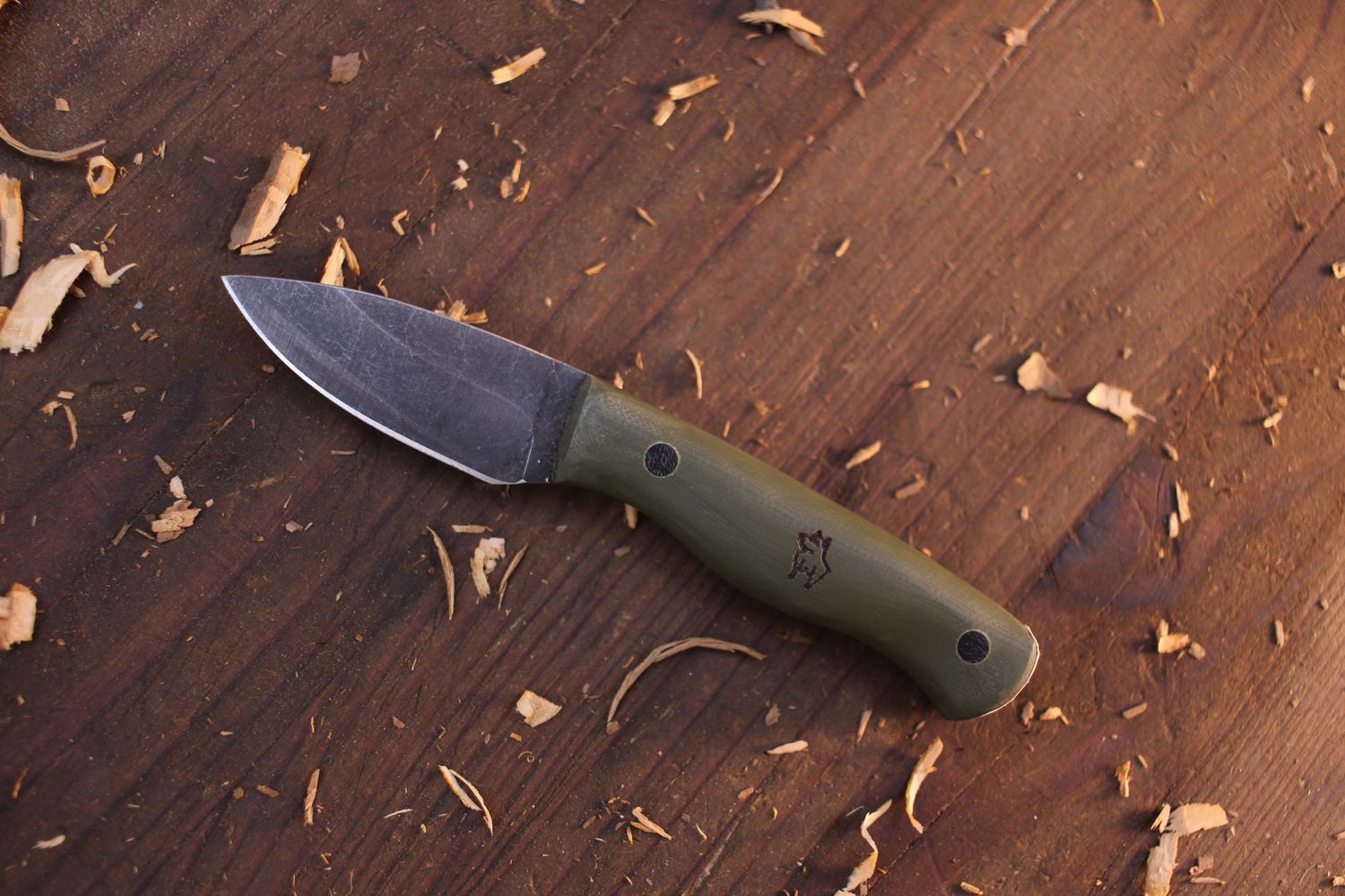 Yard Dog Knives MUTT 2&quot; Fixed Blade / OD Green G-10 / Acid Washed 5160