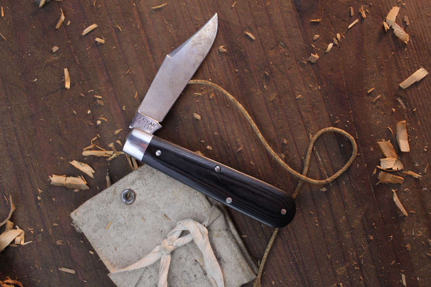 Great Eastern Cutlery Tidioute Cutlery #14 Lich Creek Boy&#39;s 2.5&quot; Slipjoint / Black Linen Micarta / Satin 1095 ( Pre Owned )