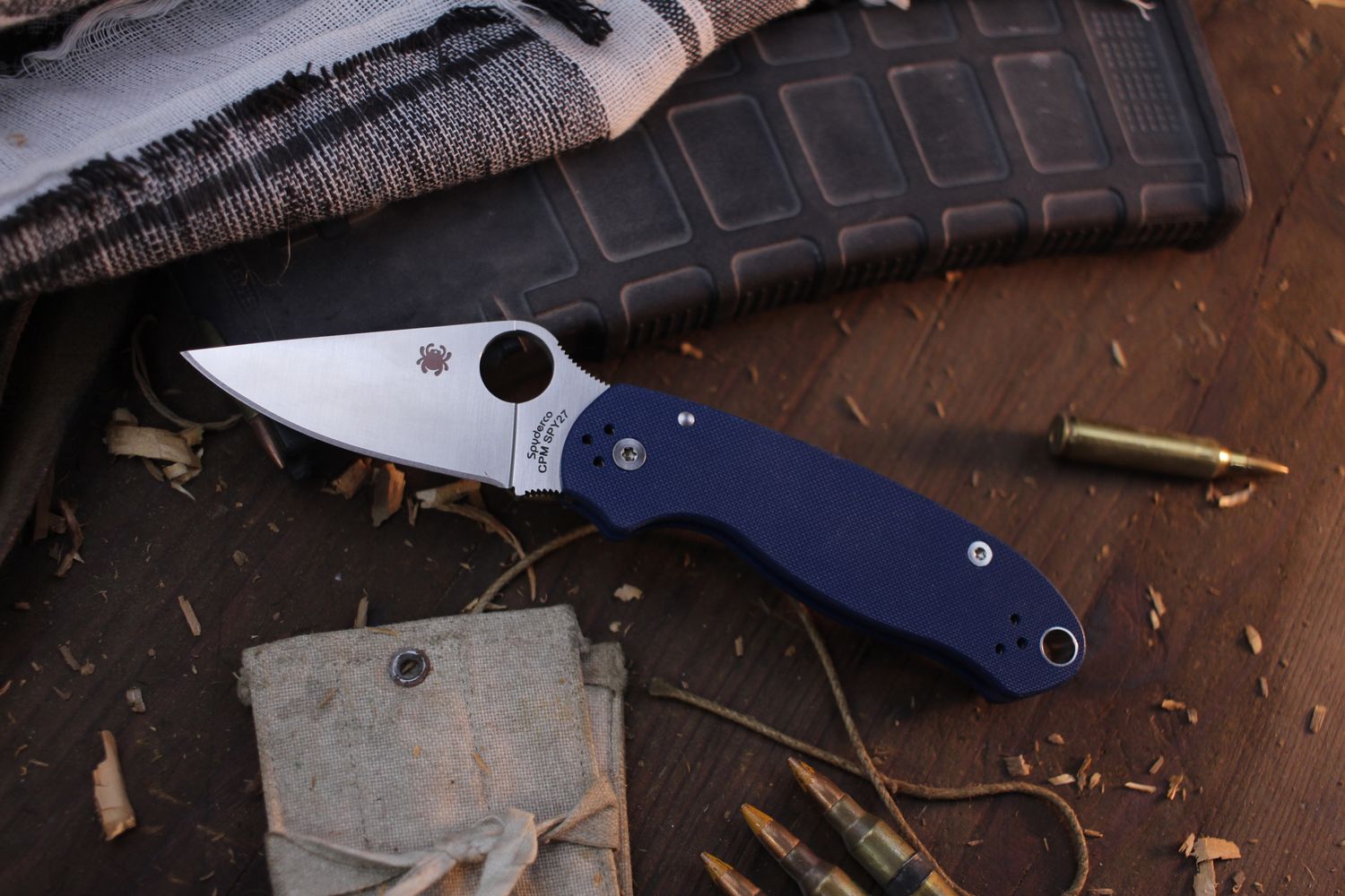 Spyderco Para 3 3&quot; Compression Lock Knife / Cobalt Blue G10 / Satin CPM-SPY27 ( Pre Owned )