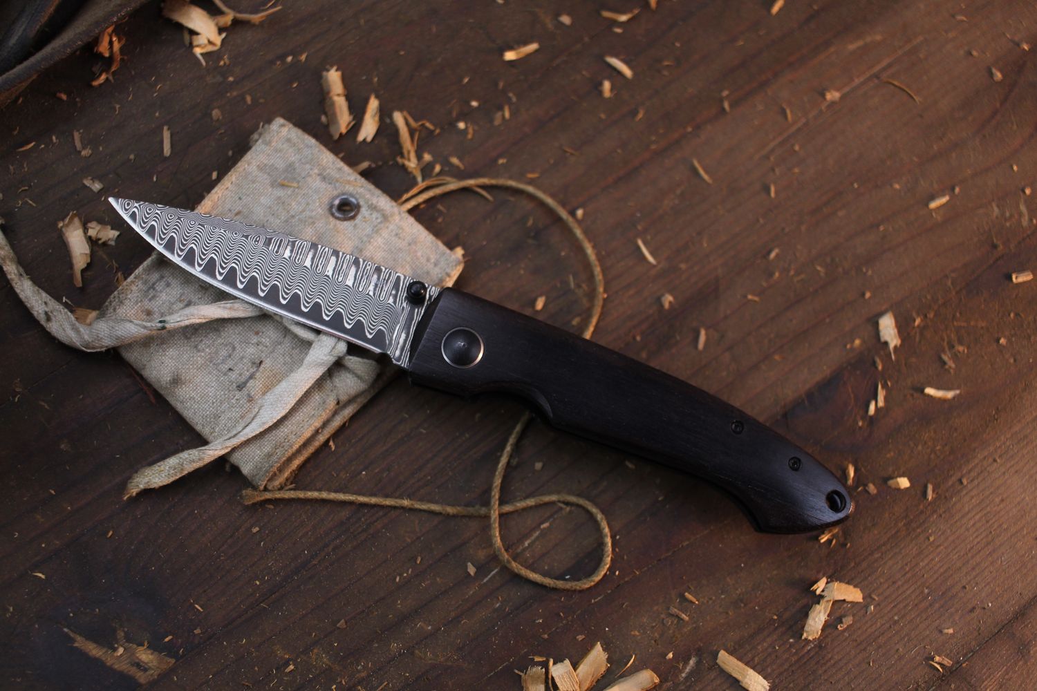 Boker Plus Damascus Gent I 3.25&quot; Linerlock Folder / Ebony Wood / Damascus