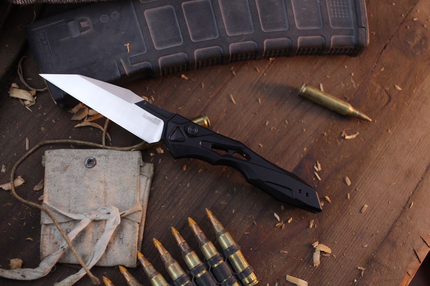 Kershaw Launch 13 3.5&quot; Button Lock AUTO Folder / Black Aluminum / Two Tone CPM-154 ( Pre Owned )