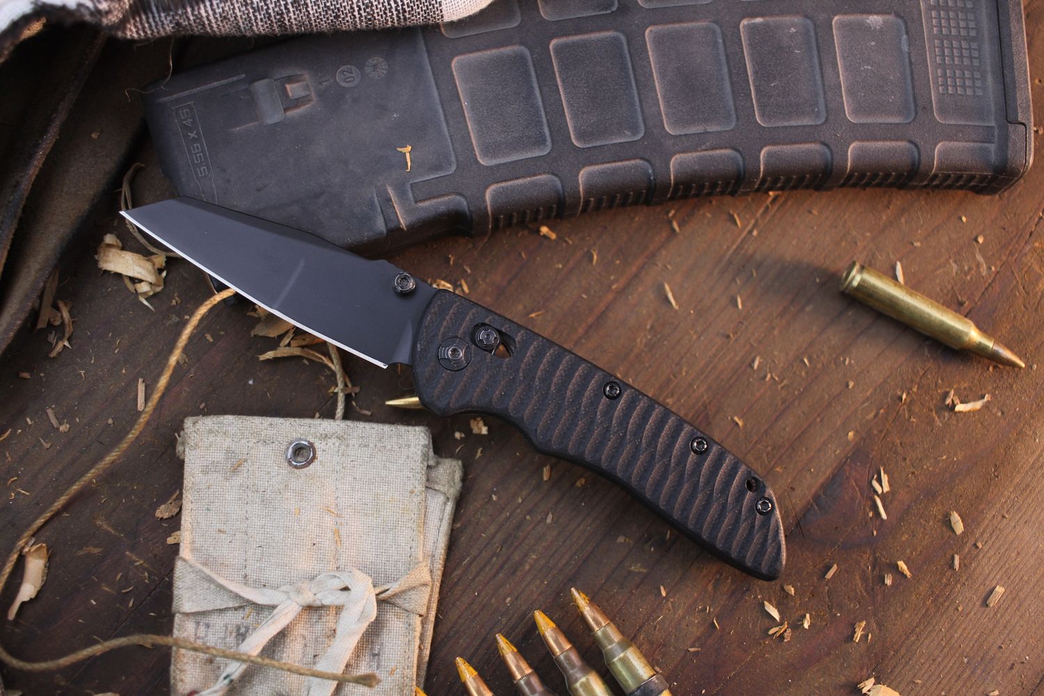 Hogue Deka 3.25&quot; ABLE Lock Folder / Black G-10 / Black Cerakote MagnaCut  ( Pre Owned )