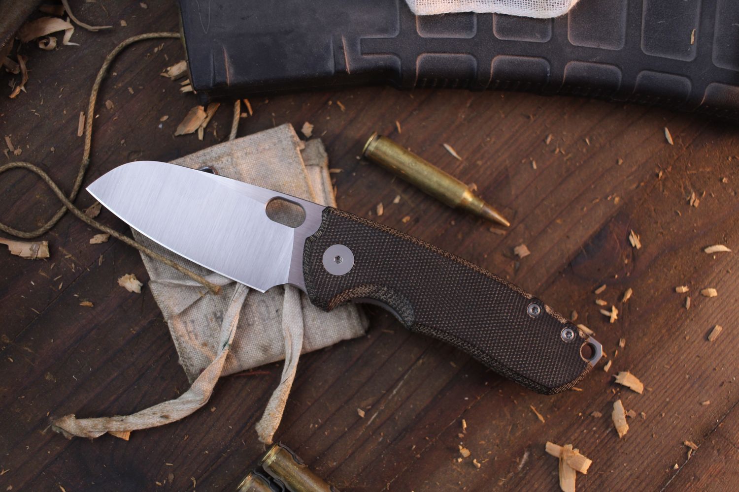 URBAN EDC F5.5 2.7&quot; Liner Lock Folder / Green Micarta / Satin M390 ( Pre Owned )